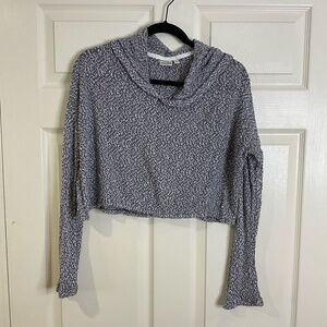 MUDD Long Sleeve Semi Crop Grey and‎ White Hoodie Shirt Size XL